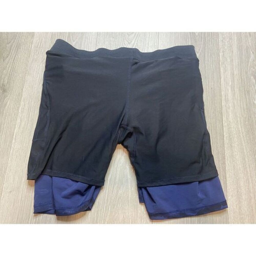 Fabletics Shorts Mens XL Blue Camo Lined Fundamental 8" Stretch Gym Athletic Run - Picture 7 of 13